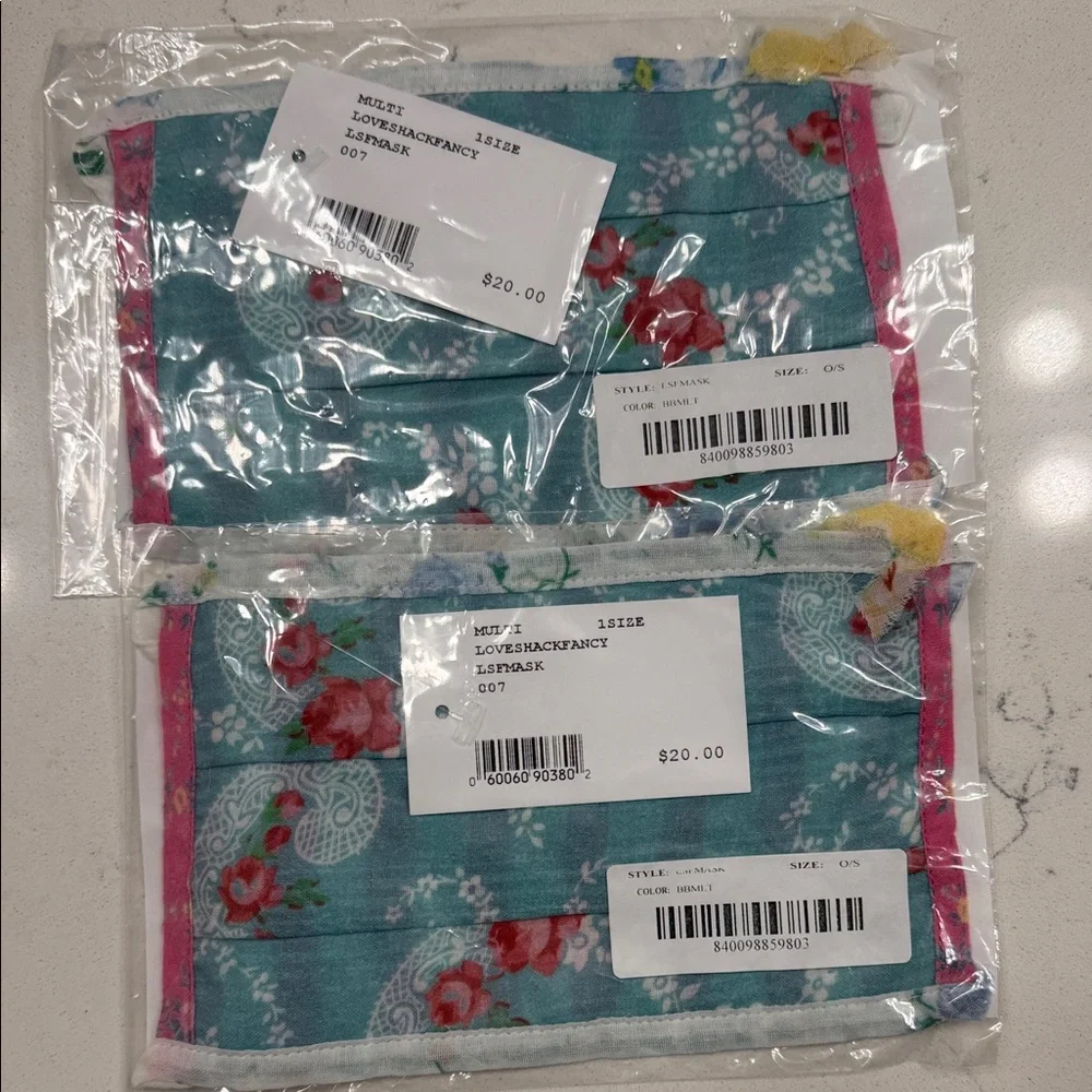 LoveShackFancy Blue and Pink Floral Face Masks